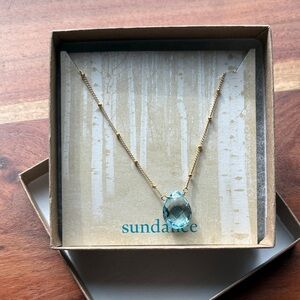 Sundance Gold Necklace with Aqua Pendant